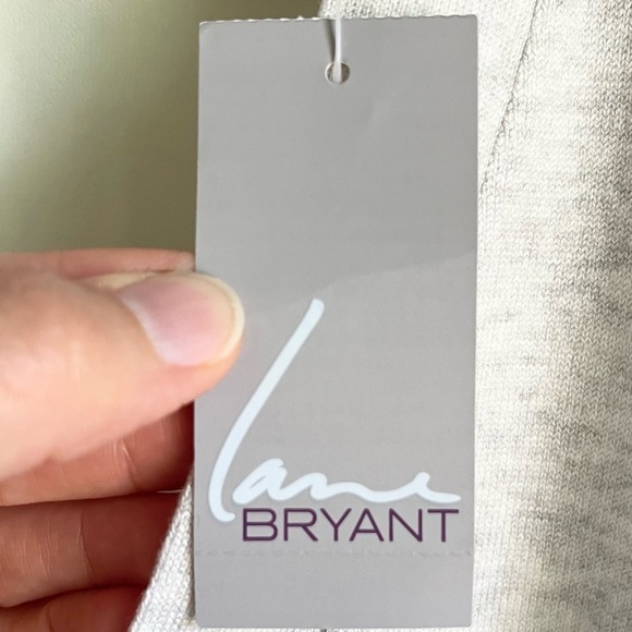 NWT Lane Bryant Grey Knit V- Neck Kimono Sleeve Mixed Media Sheer Top Sz… - Picture 12 of 13